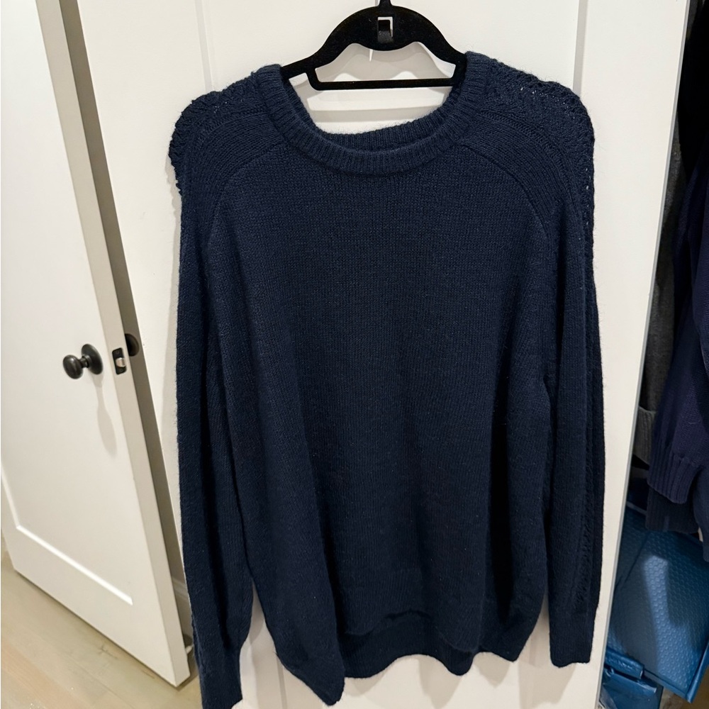 Old Navy Women's Pointelle Pullover Sweater- navy blue
